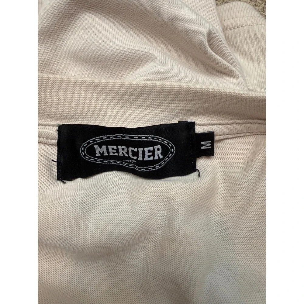 MERCIER Mens Beige Graphic Print Crewneck T Shirt Casual Streetwear Size M‎ - Picture 4 of 5